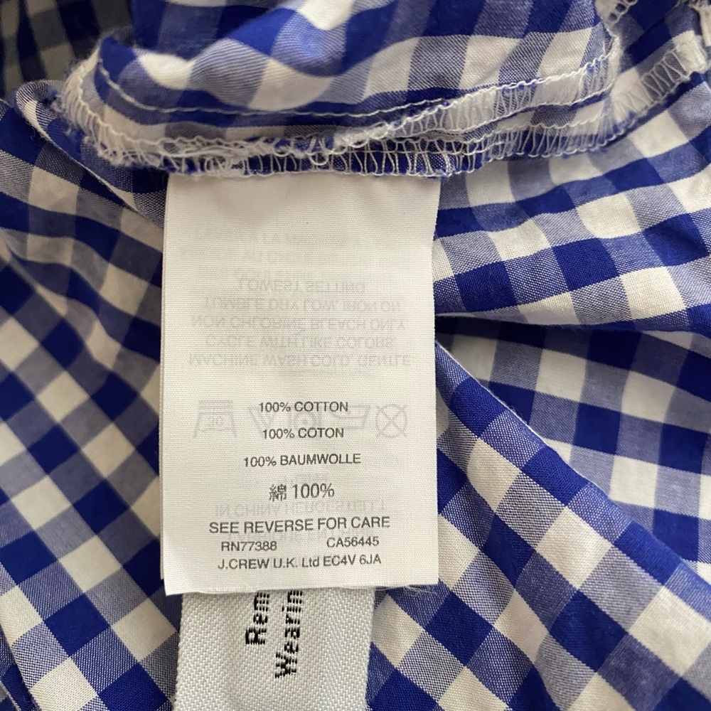 J. Crew blue gingham plaid off the shoulder blouse sz 4 - Picture 5 of 8